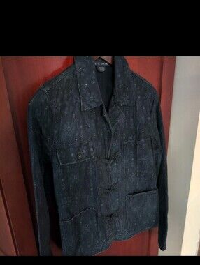 Ralph Lauren Blue Label Indigo Cotton Linen Floral Frog Closure SIZE 4
